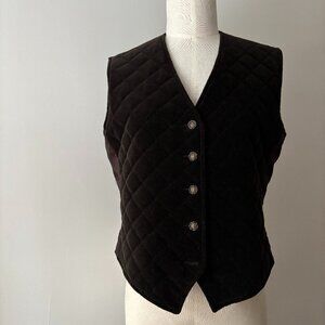 2/$40  1990s Brown Quilted Vest | Vintage Velvet Cropped Vest